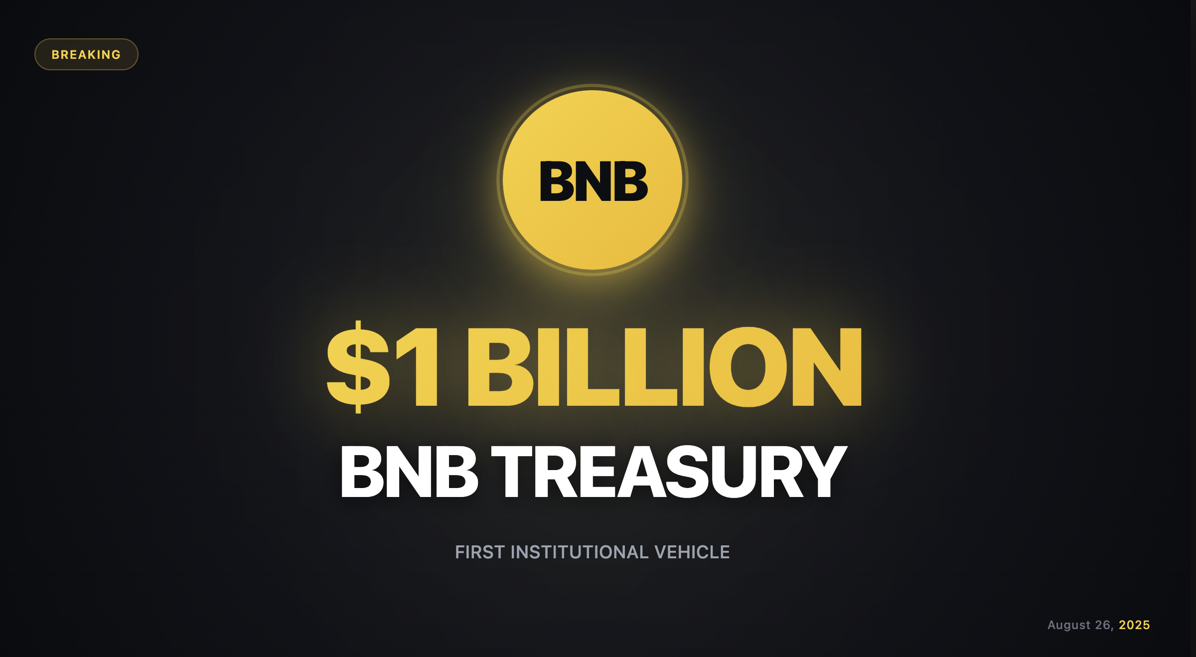 Former Bitmain CFO Launches $1 Billion BNB Treasury Vehicle Backed by YZi Labs